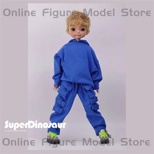 1/6 Male Fashion Street Style Loose Fitting Pullover Hooded Sweater Cargo Pants Multiple Pockets Fit 12'' Action Figure