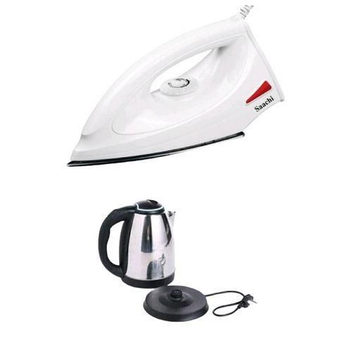 Saachi Flat Iron & Electric Kettle 2 Litres - Silver