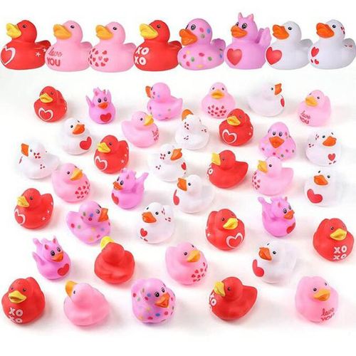 5-30Pcs Kids Rubber Duck Valentines Day Gifts Love Hearts Cute Ducks Gifts Party Favor Prizes Valentine&rsquo;s Greeting