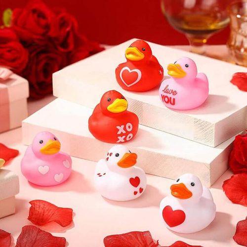 5-30Pcs Kids Rubber Duck Valentines Day Gifts Love Hearts Cute Ducks Gifts Party Favor Prizes Valentine’s Greeting