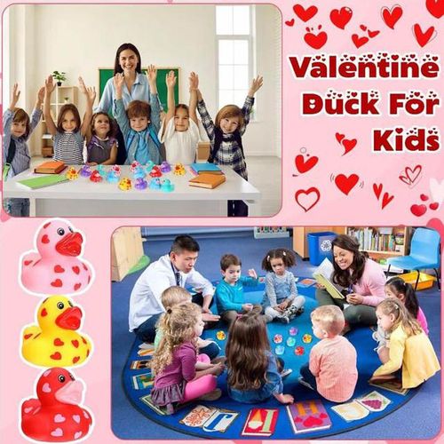 5-30Pcs Kids Rubber Duck Valentines Day Gifts Love Hearts Cute Ducks Gifts Party Favor Prizes Valentine’s Greeting