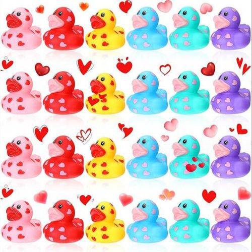 5-30Pcs Kids Rubber Duck Valentines Day Gifts Love Hearts Cute Ducks Gifts Party Favor Prizes Valentine’s Greeting