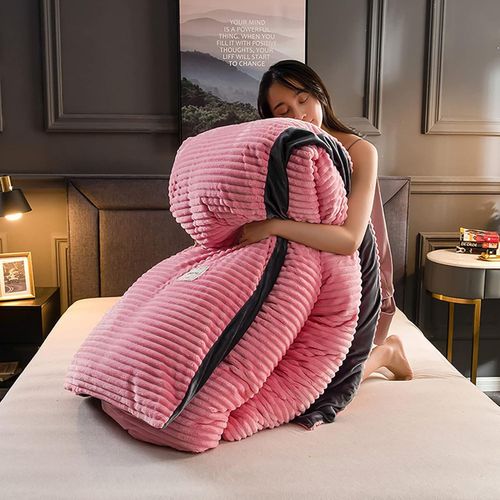 Coral Velvet Duvet King Size Pink