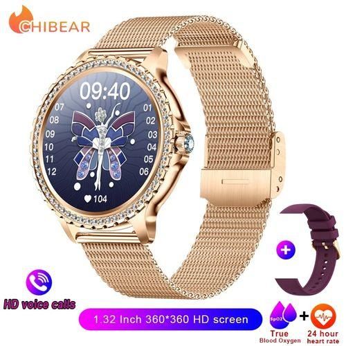 ChiBear Fashion Women Smart Watch True Blood Oxygen 1.32Inch 360*360 HD Screen Diamond Bracelet Bluetooth Call Smartwatch Ladies