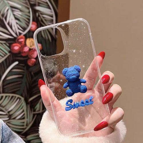 iPhone 12 Apple 13pro Klein Blue Bear Phone Case Suitable for 11 Simple Xsmax Transparent and Cute
