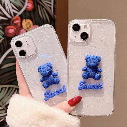 iPhone 12 Apple 13pro Klein Blue Bear Phone Case Suitable for 11 Simple Xsmax Transparent and Cute