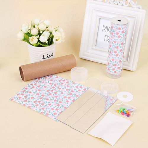 4pcs DIY Handmade Rotating Kaleidoscope Making Material Bags Kits Kindergarten Children Early Educational Toys