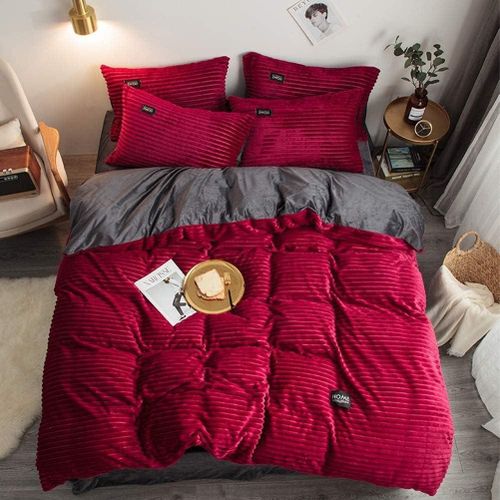 Coral Velvet Duvet King Size - Maroon