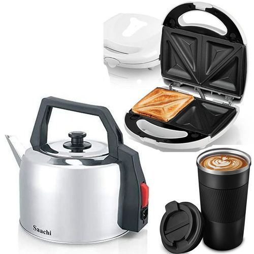 Bundle 2 Sandwich Maker 3.0 Liters Kettle And Cup-Black,Silver