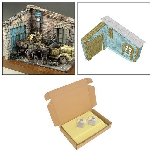 Handmade DIY 3D Puzzles Kits Wooden Ruins Corner House 1:35 Scale Miniature Sand Table War Architecture Layouts