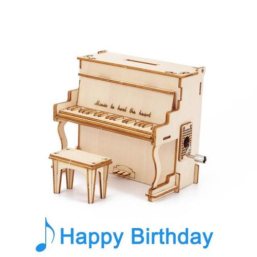 Piano Wood Hand Music Box 3D Wooden Puzzle Home Desk Decoration Mechanical Model Love Birthday Gifts Building Kits