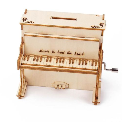 Piano Wood Hand Music Box 3D Wooden Puzzle Home Desk Decoration Mechanical Model Love Birthday Gifts Building Kits