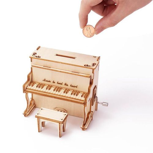 Piano Wood Hand Music Box 3D Wooden Puzzle Home Desk Decoration Mechanical Model Love Birthday Gifts Building Kits
