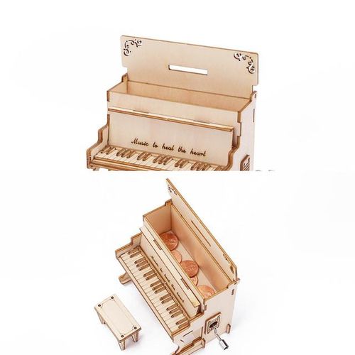 Piano Wood Hand Music Box 3D Wooden Puzzle Home Desk Decoration Mechanical Model Love Birthday Gifts Building Kits