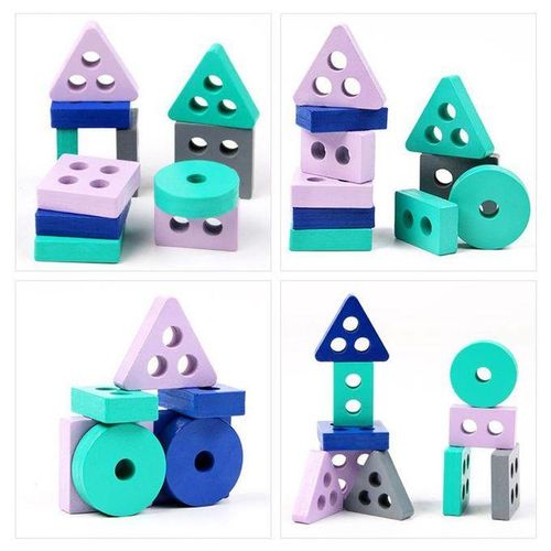 Wooden Shape Sorter Toy Shape Learning Educational Blocks Set For Kids