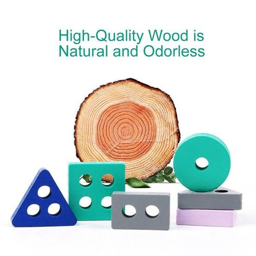 Wooden Shape Sorter Toy Shape Learning Educational Blocks Set For Kids