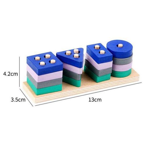 Wooden Shape Sorter Toy Shape Learning Educational Blocks Set For Kids