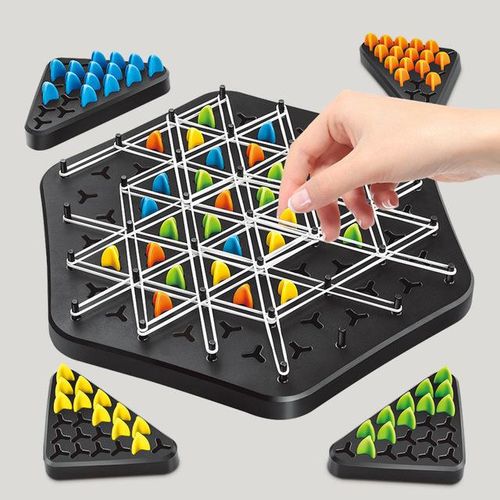 New Geometry Chain Chess Puzzle Triangle Chess Desktop Game Rubber Band Training Family Interaction Exercise Thinking Toys