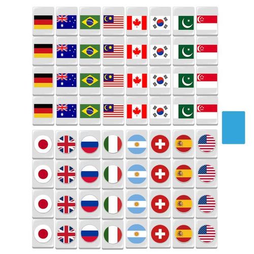 64 Pcs Mahjong Tiktok Seaside Escape 64+1 Blocks Mahjong Tile Game with Pattern of Flag 1/2 Players Parent Child Party Game