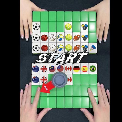 64 Pcs Mahjong Tiktok Seaside Escape 64+1 Blocks Mahjong Tile Game with Pattern of Flag 1/2 Players Parent Child Party Game