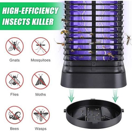 WAMBORY Mosquito Killer, 3800V Bug Zapper, Mosquito Zapper Outdoor, Insect Trap Indoor, Outdoor Fly Killer, Mosquito Trap Lamp for Home, Garden, Backyard - black
