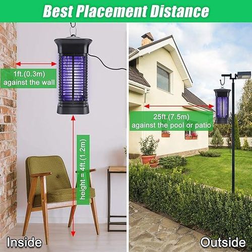 WAMBORY Mosquito Killer, 3800V Bug Zapper, Mosquito Zapper Outdoor, Insect Trap Indoor, Outdoor Fly Killer, Mosquito Trap Lamp for Home, Garden, Backyard - black