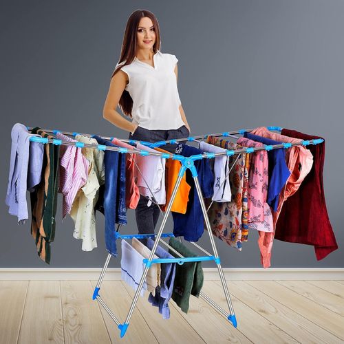 Foldable/Portable Clothes Drying And Hanging Rack Blue