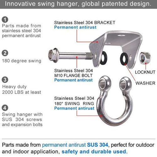Aerial Swing Hangers 500kg Ceiling Mount for Yoga Hammock Chair Sandbag Punch Bag 304 Stainless Steel Swing Accessories