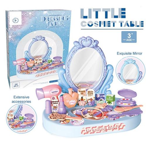 Dressing Table Role Play Set Toy Kids Girls Pink Vanity Mirror Make Up Desk Beauty Sets Toy Play for Pre-Kindergarten