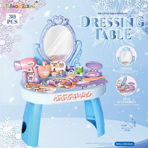 Dressing Table Role Play Set Toy Kids Girls Pink Vanity Mirror Make Up Desk Beauty Sets Toy Play for Pre-Kindergarten