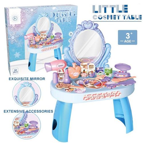 Dressing Table Role Play Set Toy Kids Girls Pink Vanity Mirror Make Up Desk Beauty Sets Toy Play for Pre-Kindergarten