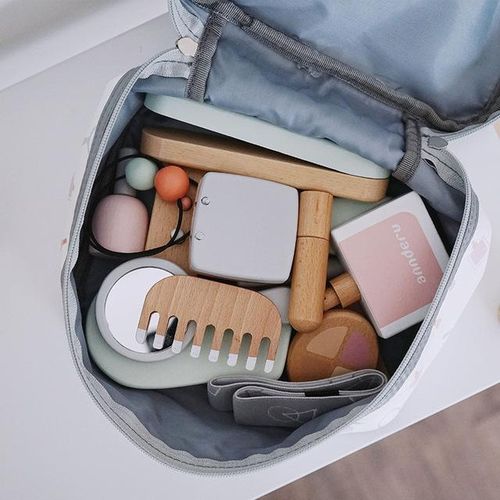 Wooden Simulation Hair Cutting Set For Children Boys And Girls Family Toys Makeup Box Dressing Table Puzzle Toys Christmas