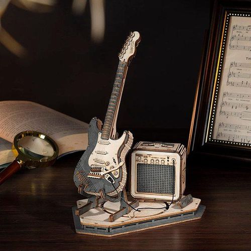DIY 3D Musical Instrument Wooden Puzzle Drum Kit Electric Guitar Violin Creative Toys Building Block Model for Kids