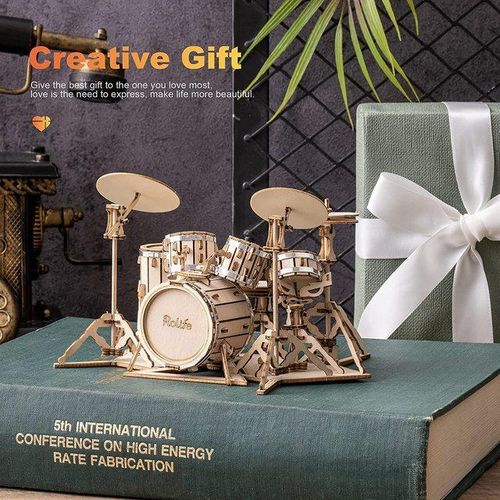 DIY 3D Musical Instrument Wooden Puzzle Drum Kit Electric Guitar Violin Creative Toys Building Block Model for Kids