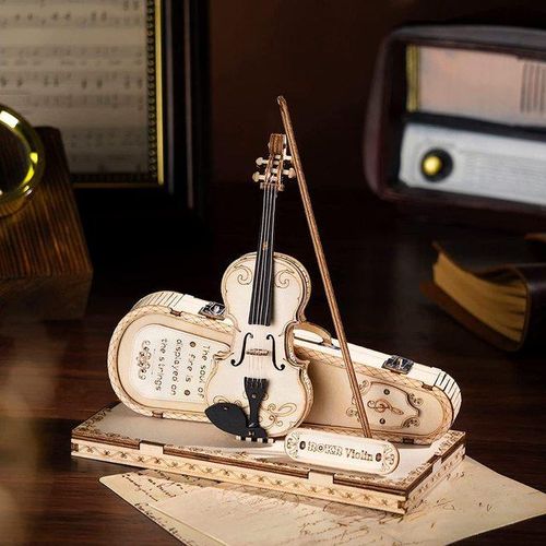 DIY 3D Musical Instrument Wooden Puzzle Drum Kit Electric Guitar Violin Creative Toys Building Block Model for Kids