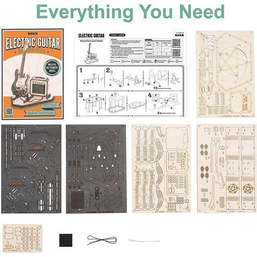 DIY 3D Musical Instrument Wooden Puzzle Drum Kit Electric Guitar Violin Creative Toys Building Block Model for Kids