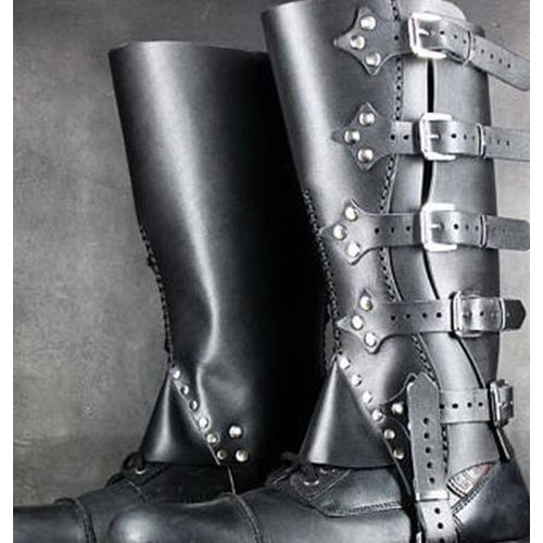 Medieval Renaissance Greaves Boots Shoes Cover Leg Warrior Knight Costume Strap Props