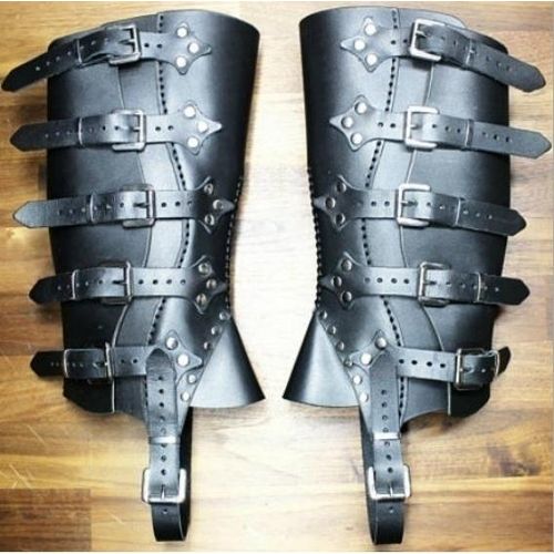 Medieval Renaissance Greaves Boots Shoes Cover Leg Warrior Knight Costume Strap Props