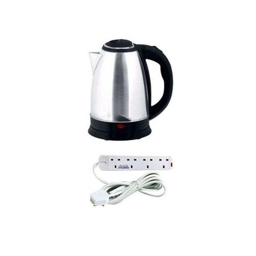 Bundle  Kettle 2 ltr & 4 Way Extension Cable - Silver/White