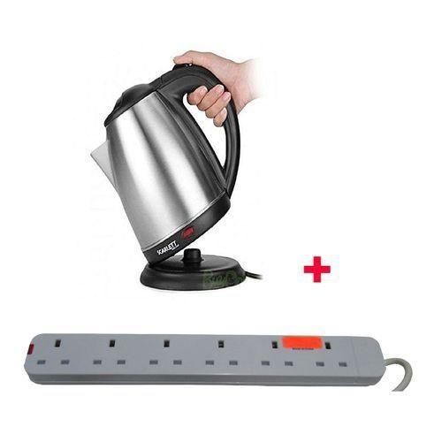 Scarlet Cordless Electric Kettle Silver - 2 Litres With FREE 6-way Extension cable