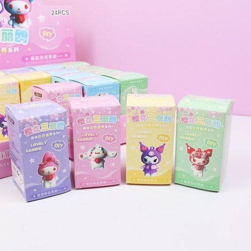 24pcs Moetch Sanrio Keychain Blind Box Kawaii Anime Figure My Melody 5cm Key Ring Mystery Box Birthday For Children