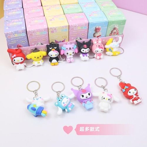 24pcs Moetch Sanrio Keychain Blind Box Kawaii Anime Figure My Melody 5cm Key Ring Mystery Box Birthday For Children
