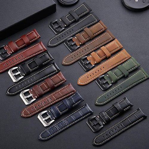 20mm 22mm 24mm 26mm Green Brown Genuine Leather Bracelet Man Watch Band For Panerai Pam111 441 Cowhide Watchband Wrist Strap