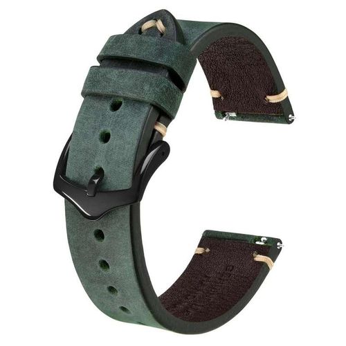BISONSTRAP Crazy Horse Leather Watch Strap Bands,18mm 20mm 22mm,for Smartwatch Huawei Samsung Galaxy Gear,Black Green Brown