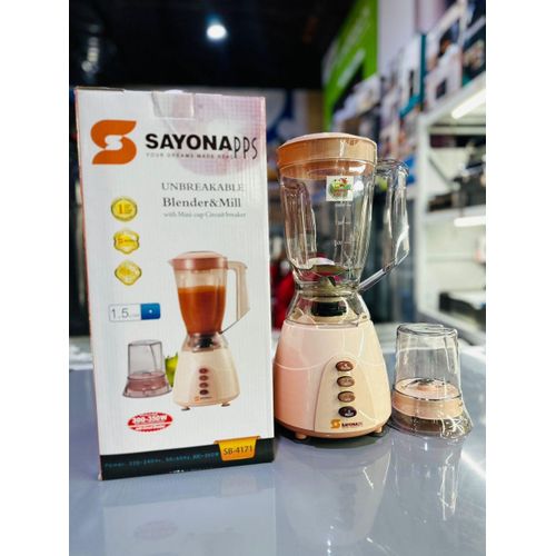 Sayona Quality Unbreakable Blender With 2 Mill Grinders-Transparent