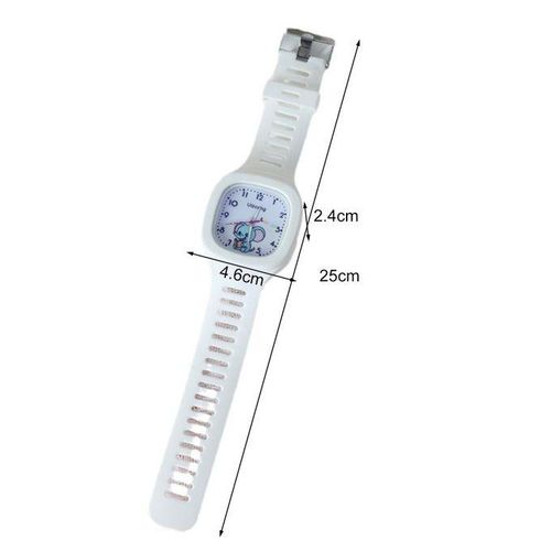 Cute Adorable Elephant Pattern Kids Square Dial Watch White