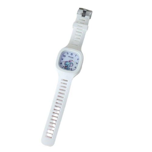 Cute Adorable Elephant Pattern Kids Square Dial Watch White