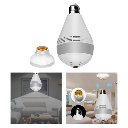Wireless 360 Lamp Camera Bulb Motion Detector 2 Way Talk Panorama