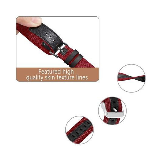 20mm 22mm Canvas Fabric Leather Watch Band Straps For Samsung Galaxy Active 2 44mm 40mm Wrist Band For Active3 41mm Strap