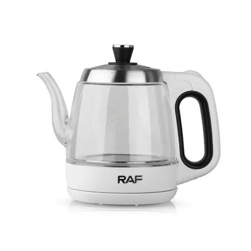 RAF 1.2L Electric Glass Kettle Heat Resistant Boiling Ceramic Glass Kettle Double Layer Protection Protative Glass Kettle 1350W- Multicolor